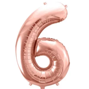 Folijas balons 86cm XL - cipars 6, rozā zelts Folijas balons 86cm XL - cipars 6, rozā zelts