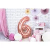Folijas balons 86cm XL - cipars 6, rozā zelts