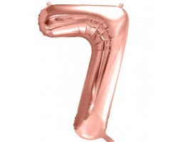 Folijas balons 86cm XL - cipars 7, rozā zelts