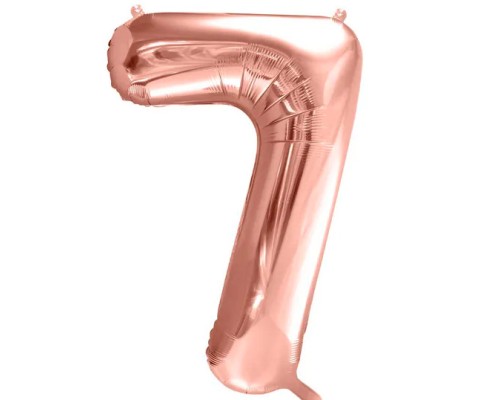 Folijas balons 86cm XL - cipars 7, rozā zelts