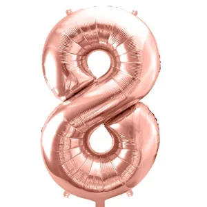 Folijas balons 86cm XL - cipars 8, rozā zelts