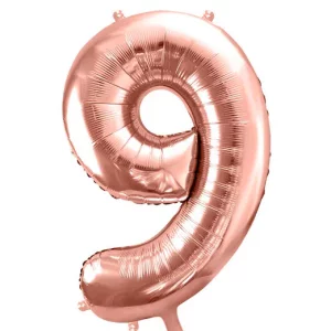 Folijas balons 86cm XL - cipars 9, rozā zelts Folijas balons 86cm XL - cipars 9, rozā zelts