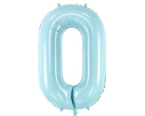 Folijas balons 86cm XL - cipars 0, gaiši zils