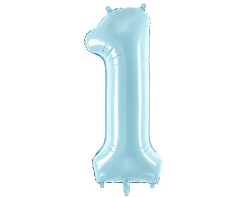 Folijas balons 86cm XL - cipars 1, gaiši zils