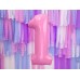 Folijas balons 86cm XL - cipars 1, rozā, gaiši
