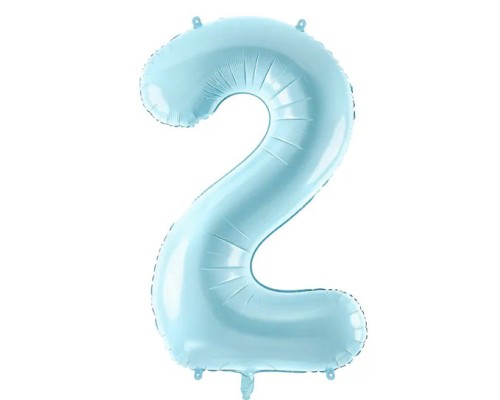 Folijas balons 86cm XL - cipars 2, gaiši zils