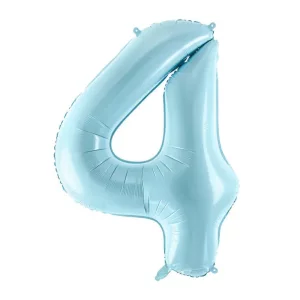 Folijas balons 86cm XL - cipars 4, gaiši zils Folijas balons 86cm XL - cipars 4, gaiši zils