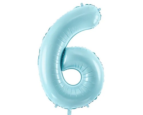 Folijas balons 86cm XL - cipars 6, gaiši zils