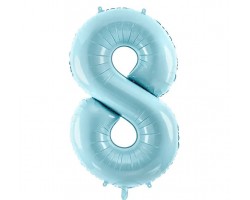 Folijas balons 86cm XL - cipars 8, gaiši zils