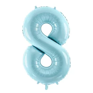 Folijas balons 86cm XL - cipars 8, gaiši zils