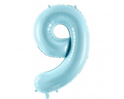 Folijas balons 86cm XL - cipars 9, gaiši zils