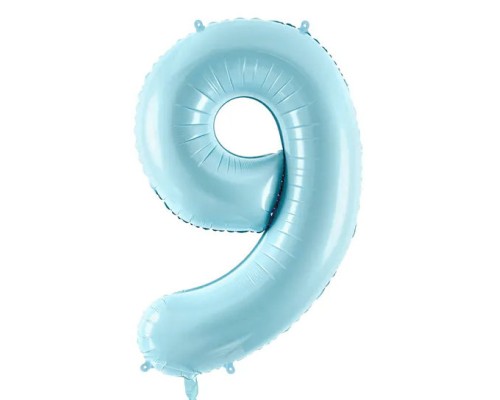 Folijas balons 86cm XL - cipars 9, gaiši zils
