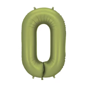 Folijas balons 86cm XL - cipars 0, zaļš, olīvu, satīna Folijas balons 86cm XL - cipars 0, zaļš, olīvu, satīna