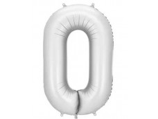 Folijas balons 86cm XL - cipars 0, sudraba, nespīdīgs