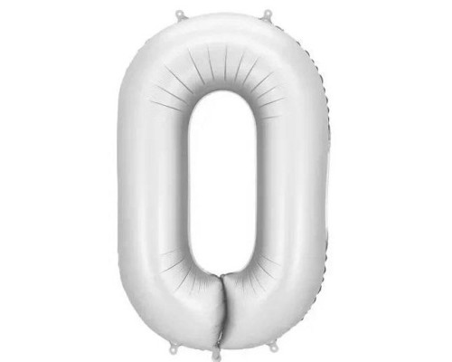Folijas balons 86cm XL - cipars 0, sudraba, nespīdīgs