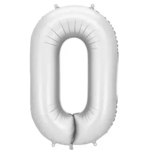 Folijas balons 86cm XL - cipars 0, sudraba, nespīdīgs Folijas balons 86cm XL - cipars 0, sudraba, nespīdīgs