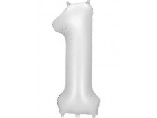 Folijas balons 86cm XL - cipars 1, sudraba, nespīdīgs