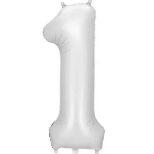 Folijas balons 86cm XL - cipars 1, sudraba, nespīdīgs