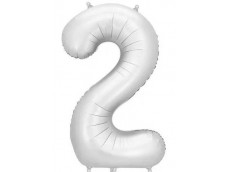 Folijas balons 86cm XL - cipars 2, sudraba, nespīdīgs