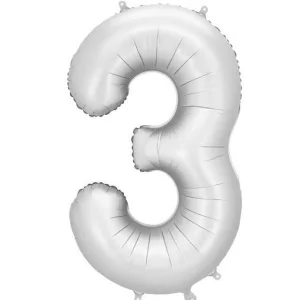 Folijas balons 86cm XL - cipars 3, sudraba, nespīdīgs Folijas balons 86cm XL - cipars 3, sudraba, nespīdīgs