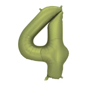Folijas balons 86cm XL - cipars 4, zaļš, olīvu, satīna Folijas balons 86cm XL - cipars 4, zaļš, olīvu, satīna