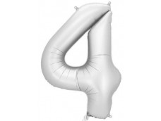 Folijas balons 86cm XL - cipars 4, sudraba, nespīdīgs