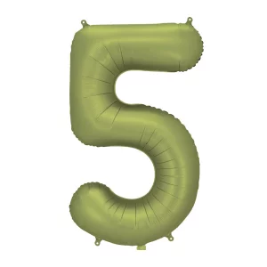 Folijas balons 86cm XL - cipars 5, zaļš, olīvu, satīna Folijas balons 86cm XL - cipars 5, zaļš, olīvu, satīna