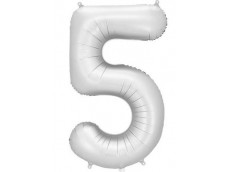 Folijas balons 86cm XL - cipars 5, sudraba, nespīdīgs