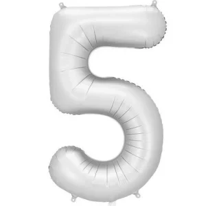 Folijas balons 86cm XL - cipars 5, sudraba, nespīdīgs Folijas balons 86cm XL - cipars 5, sudraba, nespīdīgs