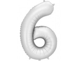 Folijas balons 86cm XL - cipars 6, sudraba, nespīdīgs Folijas balons 86cm XL - cipars 6, sudraba, nespīdīgs