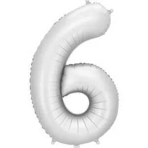 Folijas balons 86cm XL - cipars 6, sudraba, nespīdīgs Folijas balons 86cm XL - cipars 6, sudraba, nespīdīgs