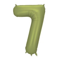 Folijas balons 86cm XL - cipars 7, zaļš, olīvu, satīna