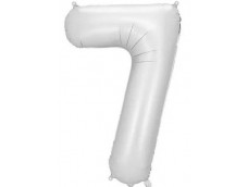 Folijas balons 86cm XL - cipars 7, sudraba, nespīdīgs