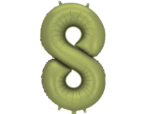 Folijas balons 86cm XL - cipars 8, zaļš, olīvu, satīna