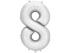 Folijas balons 86cm XL - cipars 8, sudraba, nespīdīgs