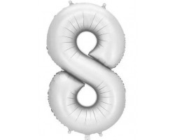 Folijas balons 86cm XL - cipars 8, sudraba, nespīdīgs