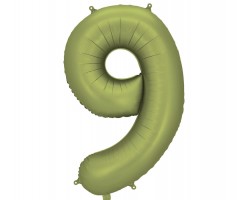 Folijas balons 86cm XL - cipars 9, zaļš, olīvu, satīna Folijas balons 86cm XL - cipars 9, zaļš, olīvu, satīna