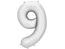 Folijas balons 86cm XL - cipars 9, sudraba, nespīdīgs