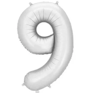 Folijas balons 86cm XL - cipars 9, sudraba, nespīdīgs Folijas balons 86cm XL - cipars 9, sudraba, nespīdīgs