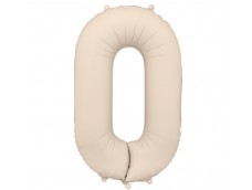 Folijas balons 86cm XL - cipars 0, kremkrāsas, matēts