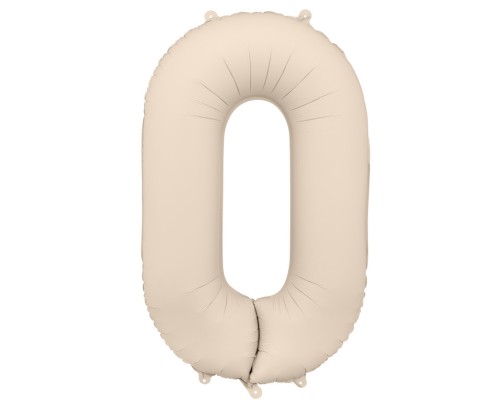 Folijas balons 86cm XL - cipars 0, kremkrāsas, matēts