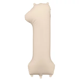 Folijas balons 86cm XL - cipars 1, kremkrāsas, matēts