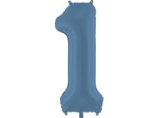 Folijas balons 86cm XL - cipars 1, zils, tumši, matēts