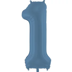 Folijas balons 86cm XL - cipars 1, zils, tumši, matēts