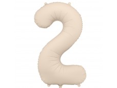 Folijas balons 86cm XL - cipars 2, kremkrāsas, matēts
