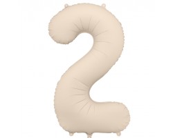 Folijas balons 86cm XL - cipars 2, kremkrāsas, matēts Folijas balons 86cm XL - cipars 2, kremkrāsas, matēts