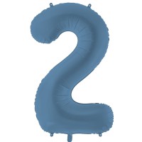 Folijas balons 86cm XL - cipars 2, zils, tumši, matēts Folijas balons 86cm XL - cipars 2, zils, tumši, matēts