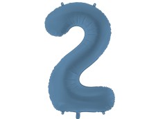 Folijas balons 86cm XL - cipars 2, zils, tumši, matēts