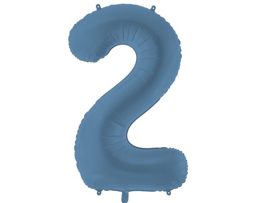 Folijas balons 86cm XL - cipars 2, zils, tumši, matēts Folijas balons 86cm XL - cipars 2, zils, tumši, matēts