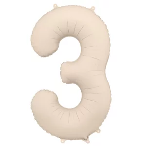 Folijas balons 86cm XL - cipars 3, kremkrāsas, matēts Folijas balons 86cm XL - cipars 3, kremkrāsas, matēts